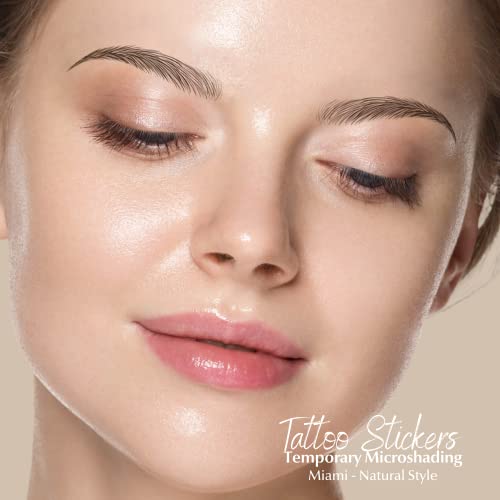 | Waterproof Eyebrow Tattoo Stickers. A real hair stroke look. Hair replacement without surgery. Solution for hair loss. Bushy Tinted eyebrow tattoos. (New Miami, Dark Brown)