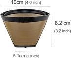 NRP Gold-tone #2 Cone Coffee Filter Replacement for 4-5cup Coffeemaker Cuisinart, Krups Amazonbasics & MORE | 2-pack