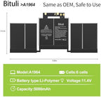 A1964 A1989 A2251 Laptop Battery Replacement for MacBook Pro 13 Inch A1989 (Mid 2018, 2019) & A2251 (2020), EMC 3214 3358 3348