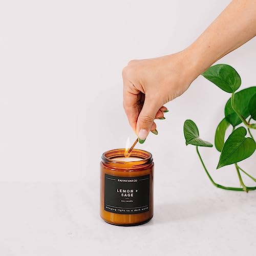 Calyan Wax Soy Wax Candle, Lavender & Bergamot Scented Candle for The Home | Premium Soy Candle with Essential Oils | Soy Candle in Amber Glass Jar | Aromatherapy Gift