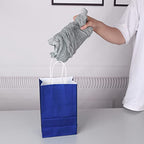 Oikss 100 Pack 5.25x3.25x8.25 inch Small Kraft Bags with Handles Bulk, Paper Bags Birthday Wedding Party Favors Grocery Retail Shopping Business Goody Craft Gift Bags Sacks (Royal Blue 100PCS Count)