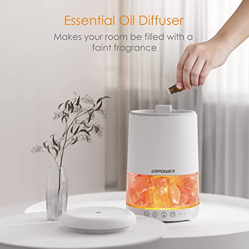 URPOWER 2-in-1 Ultrasonic Essential Oil Diffusers 230ML & Himalayan Salt Lamp Aromatherapy Diffuser Cool Mist Humidifier with 3 Brightness 100% Himalayan Pure Salt Rock Lamp for Home Office Yoga