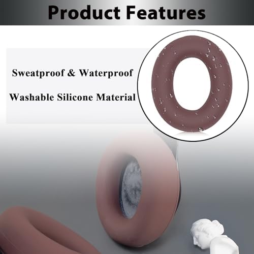 Adhiper Sweat Ear Covers for Beats Studio Pro Headphones, Silicone Headphone Case Covers for Beats Studio Pro Accessories, Washable & Sweat Proof Ear Pads Cover - Brown
