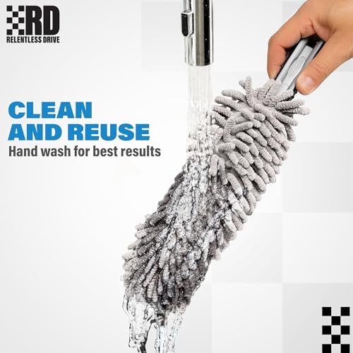 Relentless Drive Professional Car Duster Brush - Interior New Car Accessories for Women & Men - Lint & Scratch Free