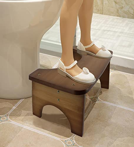 Bamboo Toilet Stool for Adults, 6.5" Toilet Poop Stool, Bathroom Toilet Stool with Non-Slip Mat for Adults Children Healthy Portable Adult Toilet Poop Stool (Brown). Thanksgiving Decor