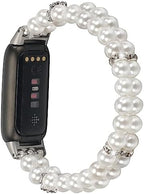 Wongeto Compatible with Fitbit Luxe Bands,Fashion Handmade Elastic Stretch Pearl Bracelet Women Replacement Strap for Fitbit Luxe accssorises