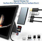 Surface Pro 6/ Pro 5/ Pro 4 Docking Station USB Hub, Surface Pro Docking Station with 4K HDMI, 3X USB3.0 Ports, SD/TF Card Reader, Accessories for Microsoft Surface Pro 4/5/6