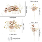 inSowni 20 Pack White Dusty Pink Blue Flower Bridal Wedding Hair Side Combs+Flower Hair Pins+Twist Spiral Pearl Hair Pins Floral Hair Pieces Headpieces Accessories for Brides Bridesmaids Women Girls