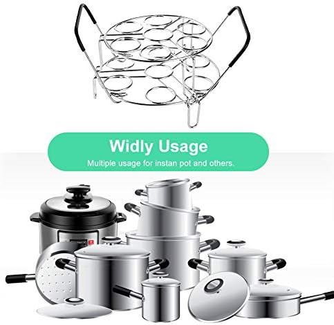 Stackable Egg Steamer Rack, BiaoGan Egg Cooking Rack with Heat Resistant Silicone Handles Compatible with Instant Pot Accessories 6,8 Quart, 14 Eggs Multipurpose Steamer Rack Trivet