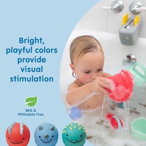 Dr. Brown's CleanUp Float & Hatch Dino Eggs, Multi-Use Interactive Bath and Pool Toy for Toddlers, 6m+, BPA Free