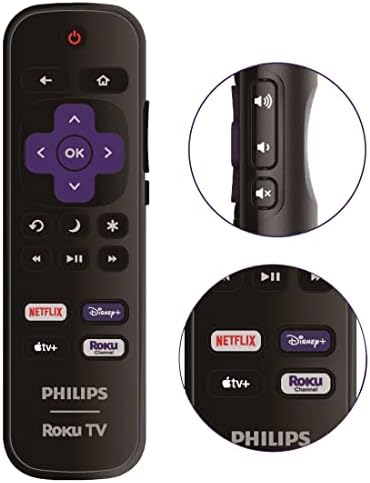 OEM Replacement Remote Control Compatible with All Philips Roku TV Smart TVs【Only Works with Philips Roku TV, Not for Roku Stick and Roku Box】 (Netflix/Disney Plus/Apple TV+ / Roku Channel)