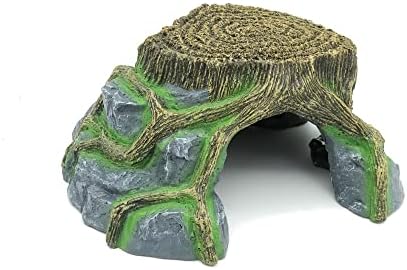 JIHAQUA Resin Large Turtle Tank Accessories Reptile Hideouts Cave Habitat Decor for Gecko Leopard Lizards Toad