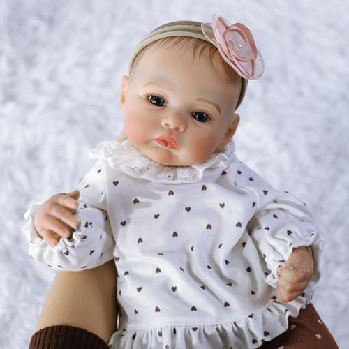 Lifelike Reborn Baby Dolls - 18 Inch Realistic Newborn Baby Dolls Girl, Real Life Baby Dolls with Soft Weighted Body, Real Baby Reborn Gift with Accessories for 3+ Years Old Kids