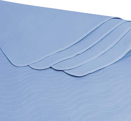 Utopia Bedding (Pack of 4) Waterproof Incontinence Pads Quilted Washable & Absorbent Bed Pad for Adults and Kids 34 x 36 inches (Blue)