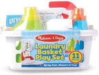 Melissa & Doug Laundry Basket Play Set With Wooden Iron, Ironing Board, and Accessories (14 Pcs) Pretend Play Laundry Set For Kids With Iron