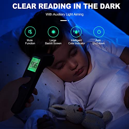 Non-Contact Thermometer for Kids and Adults, Digital Infrared Thermometer for Home use, Color-Coded Screen, 1 Second Result, Accurate & Easy to use (Black)