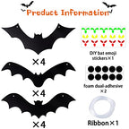 YUJUN Halloween Hanging Bats 12 Pieces 3D Realistic Scary Large Fake Black Hanging Flying Bat Spooky for Yard Sign Outdoor Indoor Lawn Decorations(3 Style)