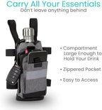 Vive Crutch Accessories Bag - Pouch for Crutches - Accessory Storage Carry Kit for Women, Men, Adults, Kids - Cup and Bottle Pocket Holder with Ergonomic Design (Gray)