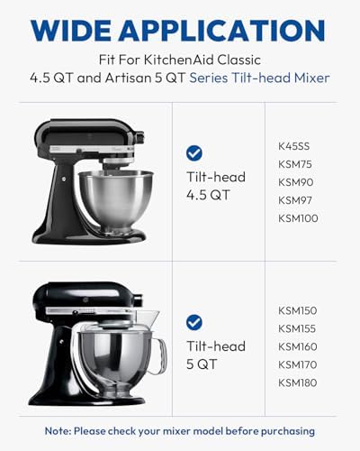 5 Quart Mixing Bowl with Handle,Mixer bowl Fit for KitchenAid Artisan&Classic Series 4.5-5 QT Food Grade Tilt-Head Mixer, Stainless Steel Polished Mixer Accessories for Baking & Cooking