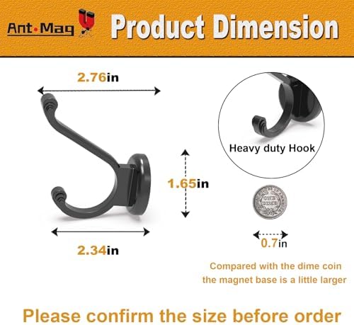 Ant Mag Magnetic Hooks Heavy Duty 140lbs Neodymium Magnet Wall Hooks for Hanging Coats Robes Backpacks Bags Hats Keys Mugs Cups Towels