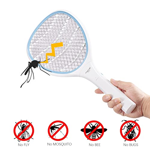 Faicuk Handheld Bug Zapper Racket Electric Fly Swatter (Cream Blue)