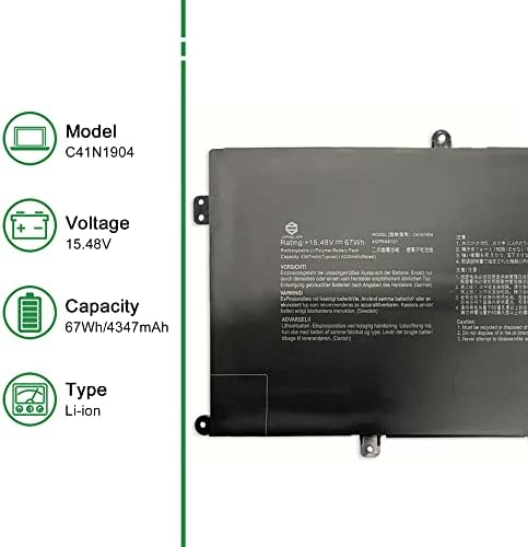 C41N1904 Laptop Battery Replacement for Asus ZenBook 13 UX325 UX325EA UX325JA UX325SA UM325 Series 15.48V 67Wh
