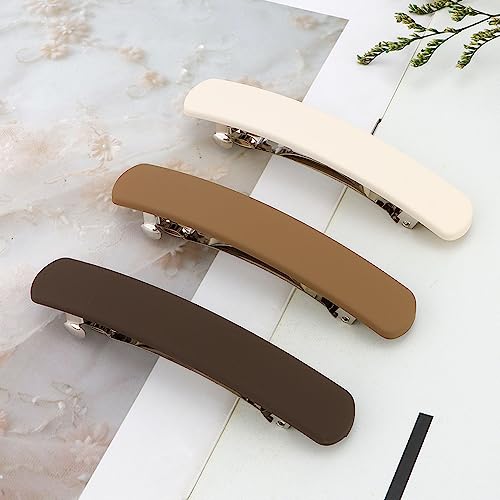 Hair Clips Barrettes for Women: 3 Pcs Matte Flat French Barrette Clips for Thin Fine Short Medium Hair - Neutral Hair Pins, Cute Hair Accessories