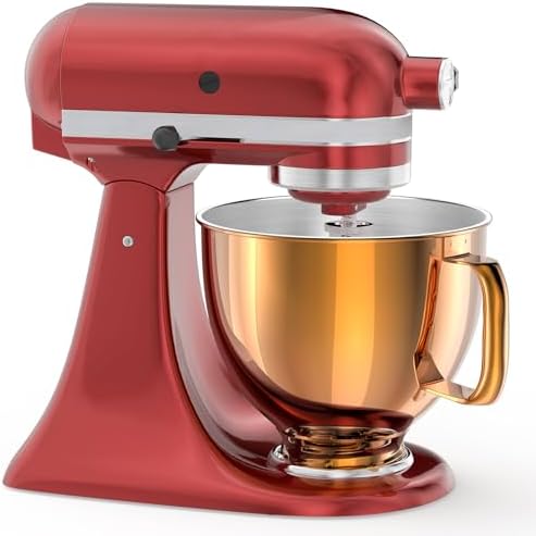 5QT Stainless Steel Mixer Bowl Compatible with Kitchenaid Stand Mixers, Kitchenaid Mixing Bowl Replacement Bowl for 4.5-5 QT Tilt-Head Mixer with Handle, Rose gold