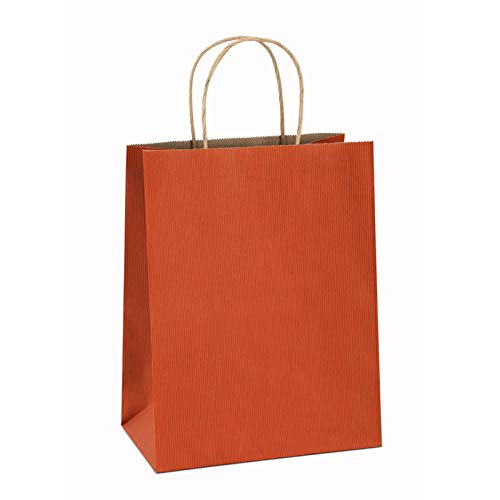 BagDream Gift Bags 8x4.25x10.5 100Pcs Kraft Paper Gift Bags with Handles Bulk, Halloween Party Favor Retail Shopping Craft Bags (Orange)