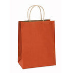 BagDream Gift Bags 8x4.25x10.5 100Pcs Kraft Paper Gift Bags with Handles Bulk, Halloween Party Favor Retail Shopping Craft Bags (Orange)