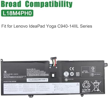 L18M4PH0 5B10T11585 5B10W67374 Laptop Battery Replacement for Lenovo IdeaPad Yoga C940-14IIL Series Notebook L18C4PH0 5B10W67180 5B10T11586 7.68V 60Wh 7820mAh
