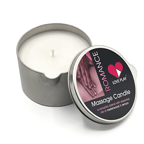 LOVE PLAY Massage Oil Candle for Pure Relaxation and Home SPA - Vegan Moisturizing Body Oil - Hydrating Skin Care with Essential Oils (6.76oz)