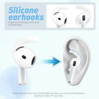 Seltureone 6 Pairs Ear Hooks for AirPods 4 [Added Storage Pouch], Sport Non-Slip and Anti-Slip Earbuds Ear Tips Accessories Compatible with AirPods 4th Generation Released 2024