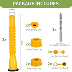 Gas Can Spout Replacement, Anti-Spill Gas Can Nozzle Replacement, 2-Kit Gas Can Spouts No Leaky, Upgraded Replacement Gas Can Spout with Flexible Nozzle, Gas Can Vent, Fit for Most 1/2/5/10 Gal Can