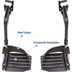 Invacare T93HCP Wheelchair Hemi Footrest with Composite Footplate and Heel Loop for Wheelchair, Pair