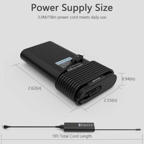 Replacement for Dell 130W Laptop Charger USB C Power Adapter for Dell XPS 15 2in1 9575,Precision 5530 2in1 5550 5750 3550 3551 Latitude 7410 7310 7210 9410 9510 9575 5420 5520 5510 Power Supply Cord