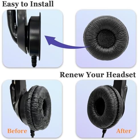 Jabra Headset Ear Cushions, Earpads Replacement 50mm Ear Pad Covers for Jabra PRO 920 930 935 9450 GN 2000 BIZ 1500 2400II Plantronics Blackwire 3220 3320 C320 HW251N HW261N HW520 Headphones (10 Pack)