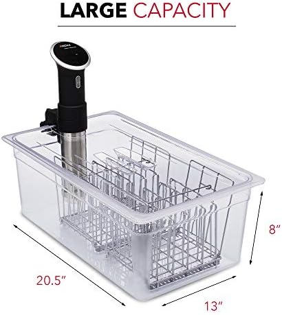 Large Sous Vide Container with Lid and Racks Kit | Sous Vide Accessories | Väeske Large Sous Vide Container with Lid and 2 Racks | Sous Vide Accessories | Compatible with Anova, Anova Nano, Joule, Instant Pot, Sous Vide Cookers (26 QT, Container/Racks)
