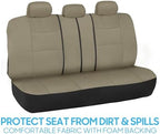 BDK PolyPro Car Seat Covers Full Set in Solid Beige, Front and Rear Split Bench Seat Covers for Cars, Easy to Install Car Seat Cover Set, Car Accessories for Auto Trucks Van SUV - Solid Beige