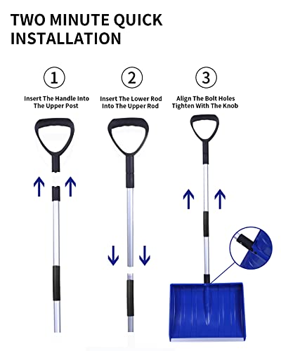 Snow Shovel for Removal for Driveway, for Car Home Garage Garden Kids Large Snow Shovel, 52-Inch Portable Snow Shovel for Garden, Car, Camping