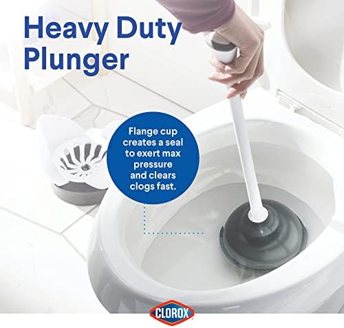 Clorox Toilet Plunger with Hideaway Caddy – Toilet Plunger for Bathroom, Bathroom Organizers & Storage, Bathroom Accessories, Toilet Unclogger, Plunger with Holder