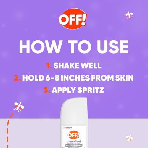 OFF! Clean Feel Insect Repellent Spritz with 20% Picaridin, Bug Spray with Long Lasting Protection from Mosquitoes, Feels Good on Skin, 6 oz