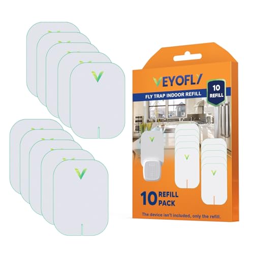 VEYOFLY Flying Insect Trap Refill- Plug in Bug Catcher Indoor Refills, Indoor Fly Trap, Indoor Fly Trap,Trap for Mosquitos, Bugs, Insects, Gnats, Moth and Fruit Flies -Plug in Refill (Pack of 10)
