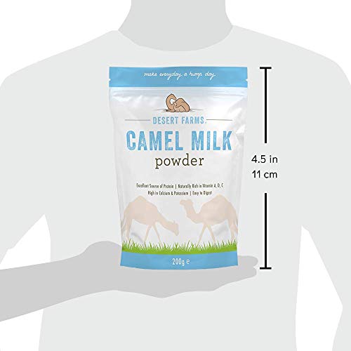 Desert Farms Organic Whole Camel Milk Powder Certified PALEO and KETO Allergen Free Non-GMO Easy to Mix Powder Milk - Excellent Replacement For Goat and Soy Milk - Packaged In The USA (200 Grams)