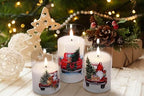 Eywamage Red Truck Glass Christmas Flameless Candles with Remote, Flickering Battery Operated LED Pillar Candles Set of 3