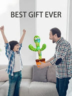 Talking Cactus Toy with LED 120 English Songs, Singing Musical Toy, Tummy Time Toy Baby Mimicking Repeats What You Say (Audio Recording & Retelling)