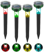 Solar Ultrasonic Mole Repeller Outdoor Waterproof Sonic Spike Animal Deterrent Stake with Strobe Light to Repel Mole Gopher Snake Groundhog Vole Mice Burrowing Animal for Lawns Garden (4 Pcs, CIR 2.0)