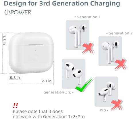CIVPOWER Updated Charging Case Replacement Compatible with Air Pods 3rd Generation, Wireless Air Pods 3 Charger Case with Pairing Sync Button Without Earbuds, White