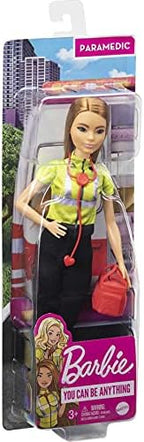 Barbie Careers Fashion Doll & Accessories, Paramedic with Petite Body Type Wearing Removable Uniform with Medical Bag & Stethoscope