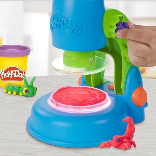 Play-Doh Light & Look Microscope for Kids 3 Years & Up, Electronic Preschool Toys for Girls & Boys, 9 Accessories & 5 Colors